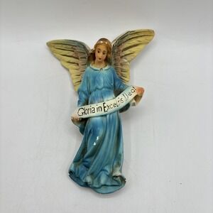 Vtg 1950's Gloria Angel Christmas Nativity Creche Chalkware Large 7.5 In. READ
